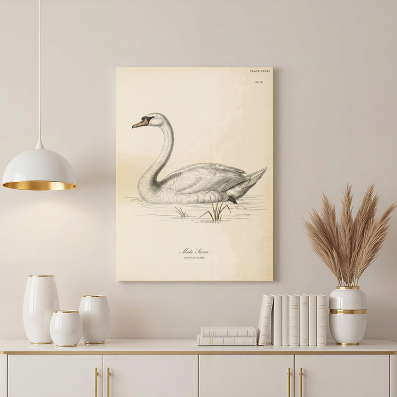 «Gallery Wrap», art mural sur toile pour le salon, la chambre à coucher, le bureau ou le vestibule - décoration murale décorative avec croquis de cygne