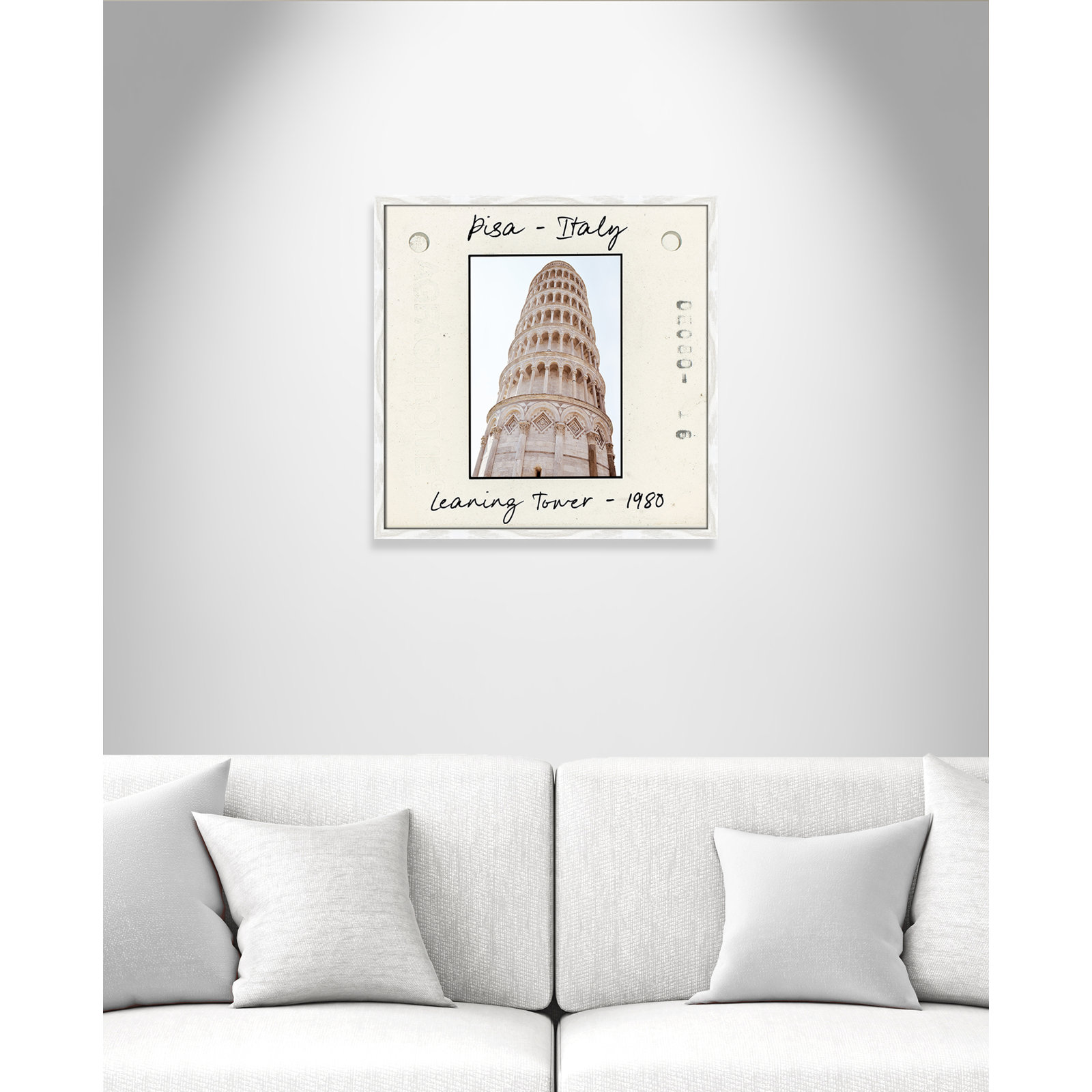 Ritona "Pisa, Italy - Leaning Tower" Print, White Single Picture Framed Paper, 23.5" H x 23.5" W x 0.75" D