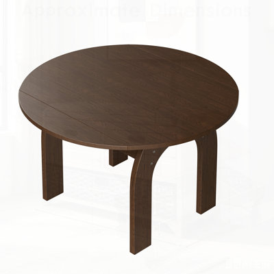 Solid Wood Extendable Dining Table, Converts Oval to Round with Walnut Finish, Sturdy Arch-Shaped Legs & Drop Leaf Design, Farmhouse Kitchen Table for