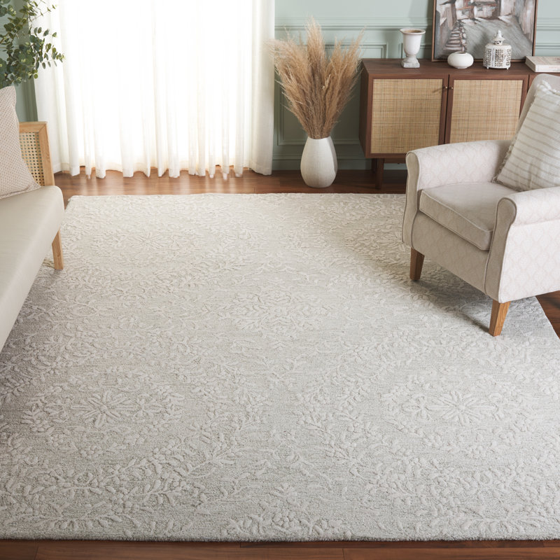 Quaniece 401 Hand Tufted Wool Pile Floral Rug, Rectangle 8' x 10'