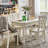 Retro Beige Rectangular Solid Wood Dining Table-1449092124