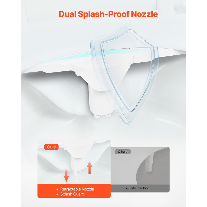 Bidet Attachment For Toilet, Hot & Cold Non-Electric Water Sprayer - Dual Retractable Nozzles, Adjustable Water Pressure, 0.3’’ Ultra Thin Bidet Toilet Seat Attachment For Rear And Feminine Wash