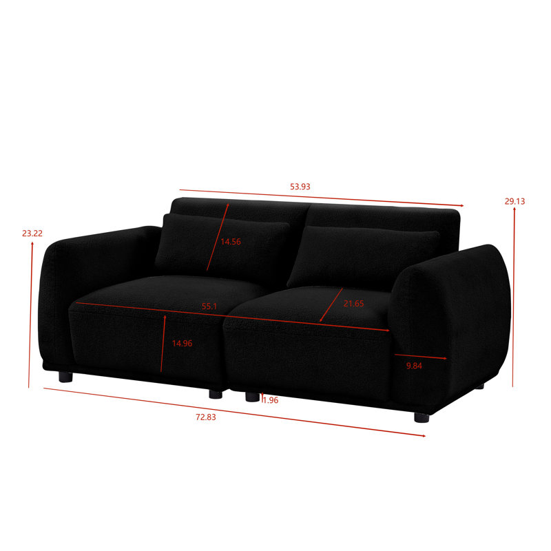 Emora , 29.13" H x 72.83" W x 35.03" D, Black Wool
