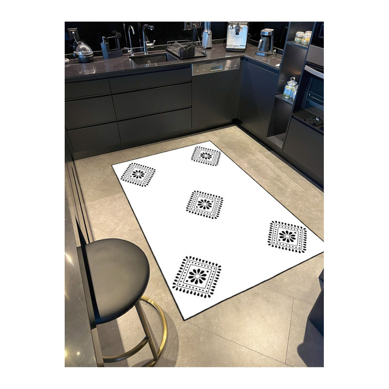Tapis tissé à motif de losanges et base lavable, Rectangle 3 pi 3 po x 4 pi 11 po