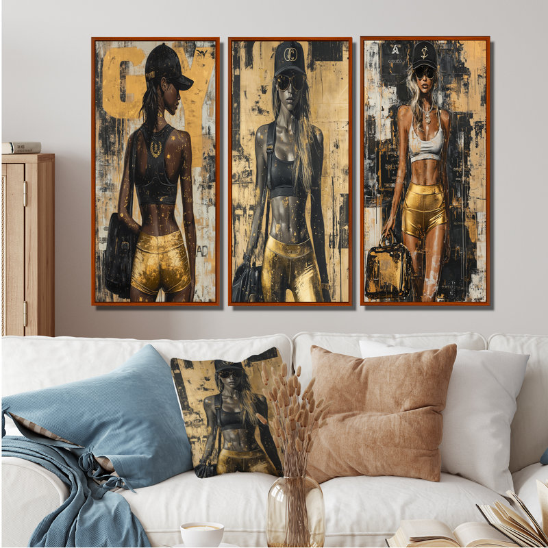 «Gym Model Peak Performance I», collection d'art mural «Fashion Gym Girl», H 32 po x l 48 po, Impression encadrée flottante