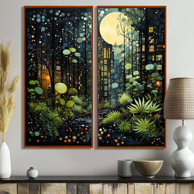 Vert et jaune, Urban Jungle II - ensemble d'art mural moderne de 2