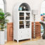 Grand garde-manger arqué avec tablettes réglables, 2 tiroirs et portes en verre-115984560