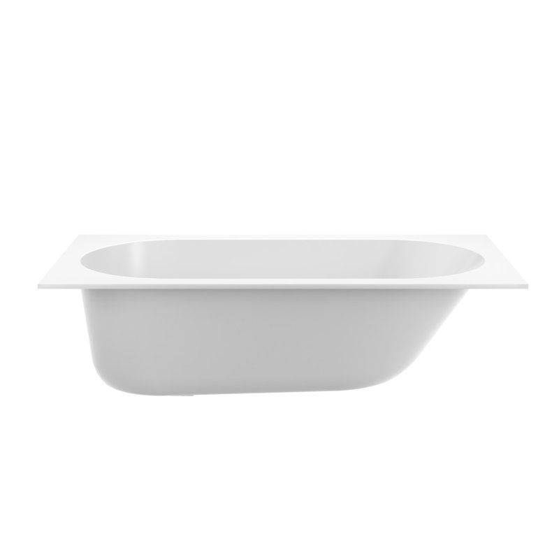 CASAINC 60"x32" Solid Surface Drop In Soaking Bathtub Matte White With Drain