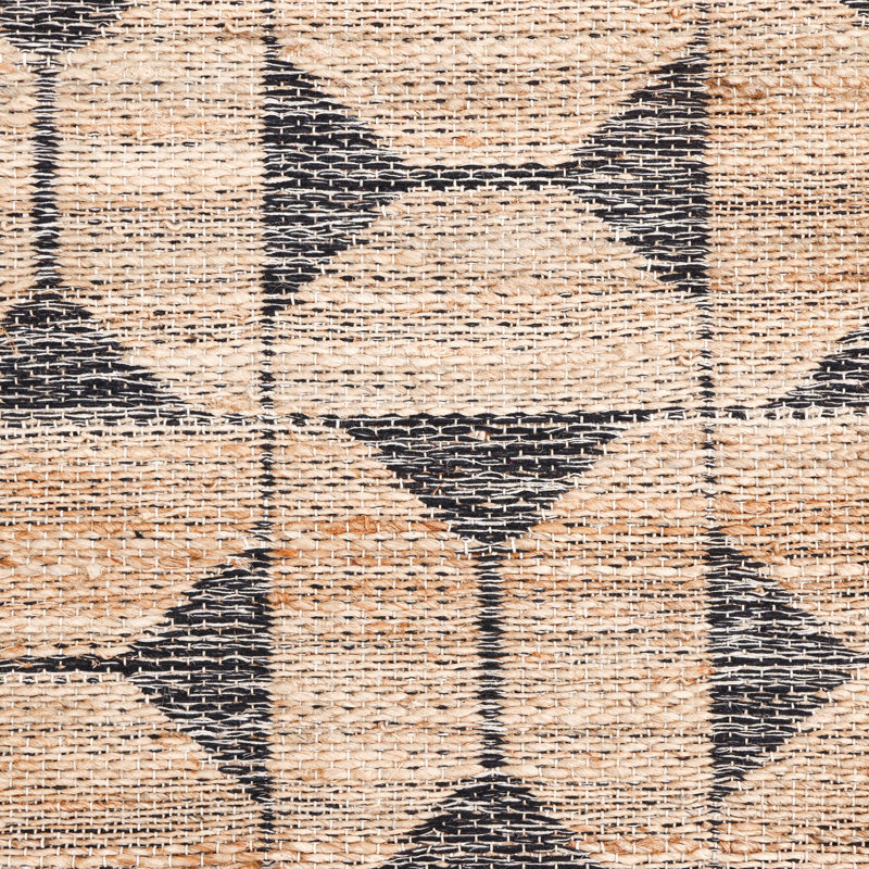 Geometric Area Rug in Light Brown/Black, Rectangle 3' x 5'