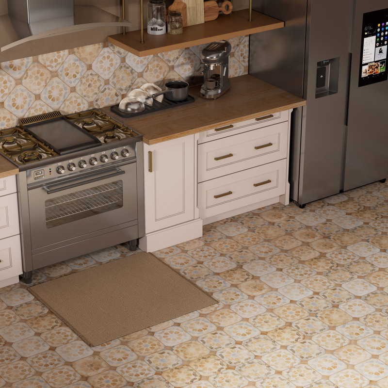 Laverton Octagon Deco Multicolor W/Taco 7-7/8 In. X 7-7/8 In. Porcelain Floor And Wall Tile, Beige/Brown