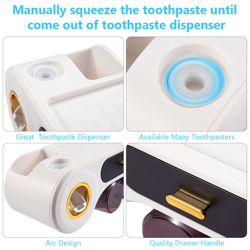 Deyra Toothbrush Holder, White/Black/Gold