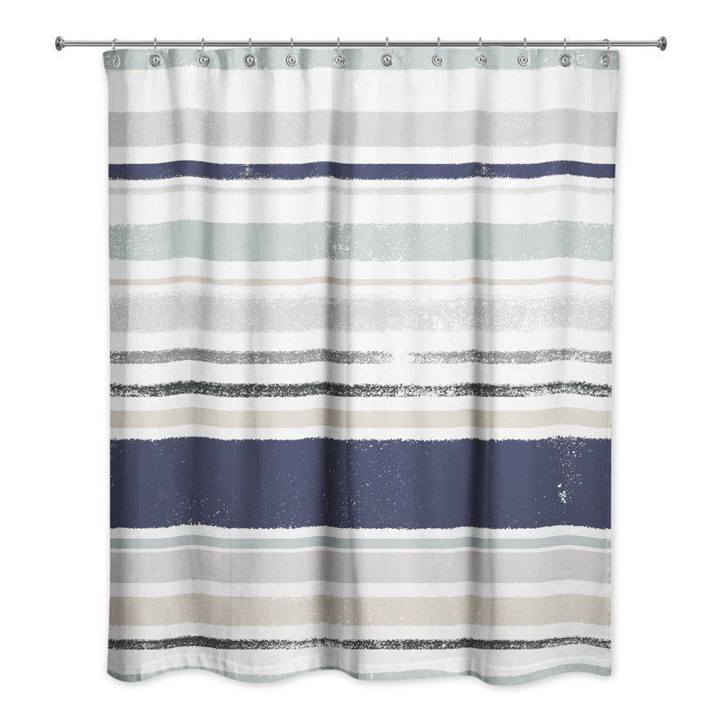 Lecuyer Striped Shower Curtain, Navy