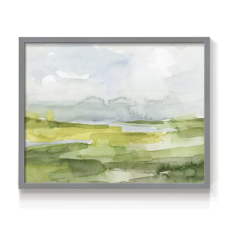 Watery Lowlands II - Reproduction encadrée - Restickable, H 8 po x l 10 po, Gris