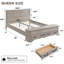 Grand lit avec tête de lit géométrique 3D et banc de rangement - rangement à 4 tiroirs, mobilier de chambre moderne, chêne.-698462150-698462151