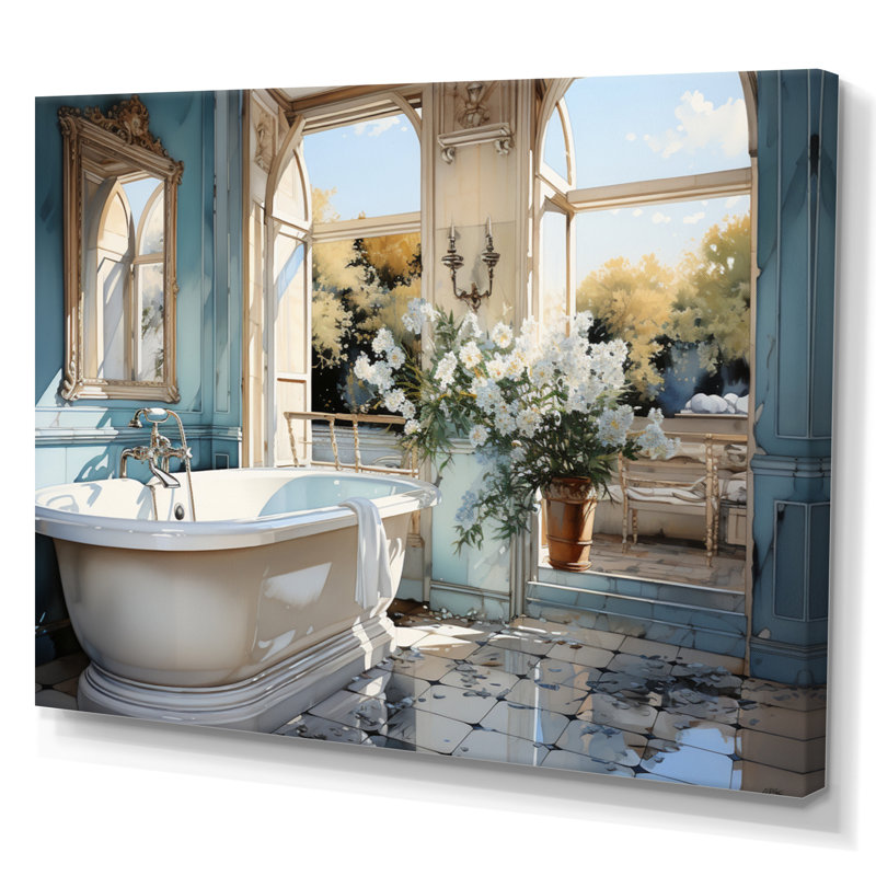 Bathroom Bathroom Reflections Of I - Impression sur toile encadrée, Toile tendue, H 34 po x l 44 po x P 1,5 po