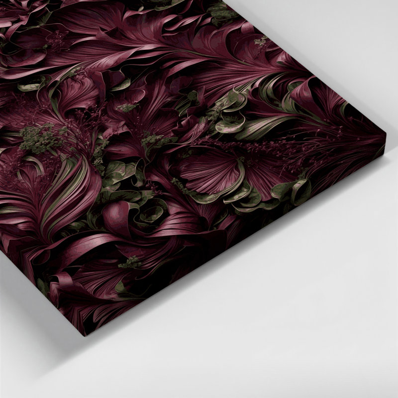 «Abstract Florals 75», art mural sur toile rouge, H 10 po x l 8 po