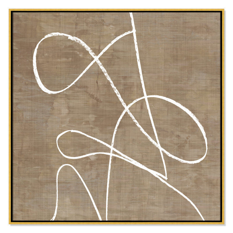 Swooping Lines - Peinture sur toile avec cadre flottant, H 37,5 po x l 37,5 po, Doré