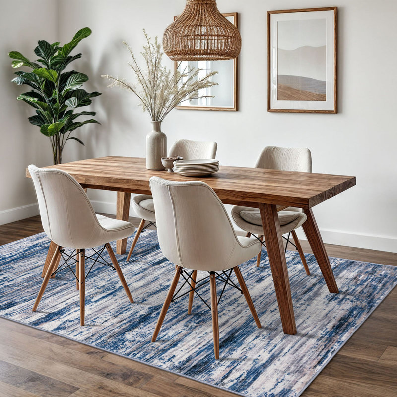 Modern Abstract Area Rugs Washable Rug For Living Room Bedroom Rug With Rubber Backing, Rectangle 5' x 7'