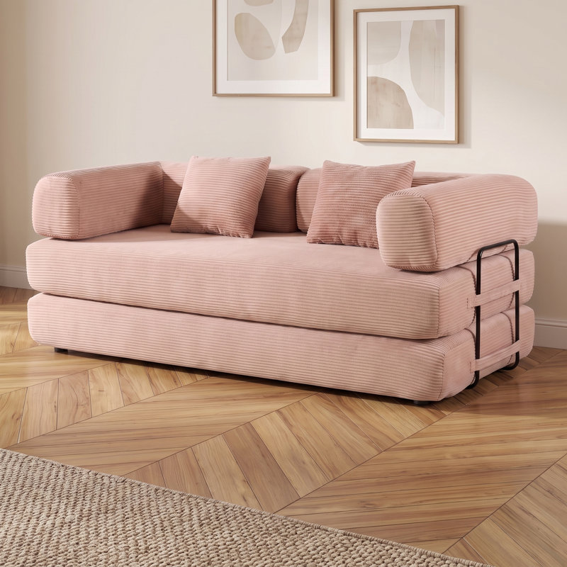 Canapé-lit convertible avec coussin, canapé-lit pliant pour salon, l 78,7 po, Pink