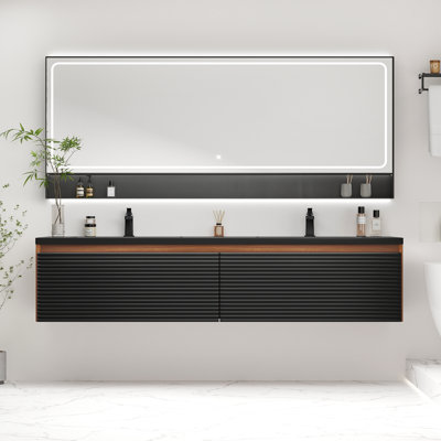 70.55" Wall-Mount Double Bathroom Vanity Base Only
