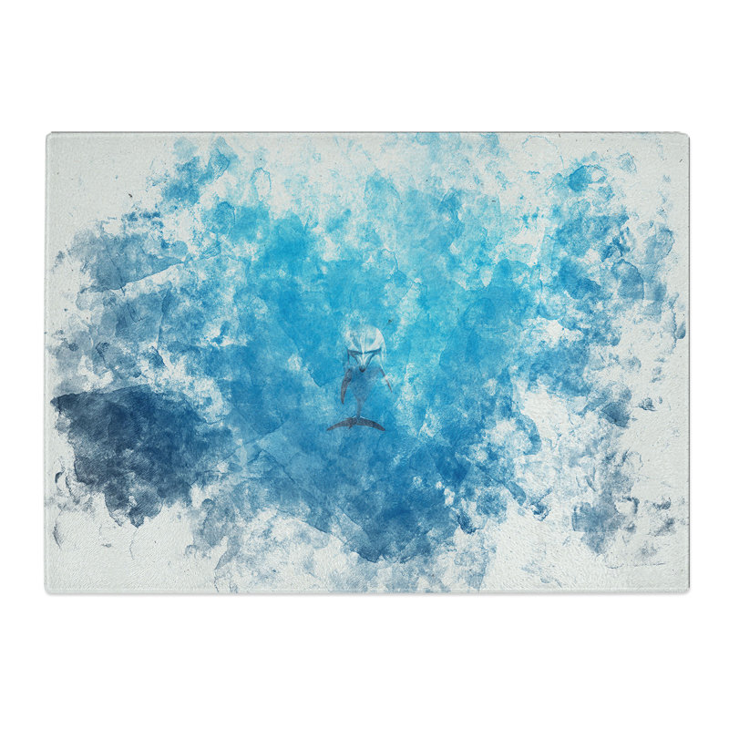 Tempered Glass Lone Dolphin Chopping Board, 28.5 cm x 39 cm