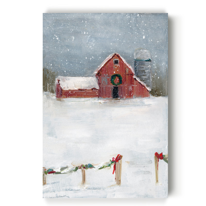 «Christmas on the Farm II», reproduction d'art sur toile tendue, H 20 po x l 16 po x P 1 po