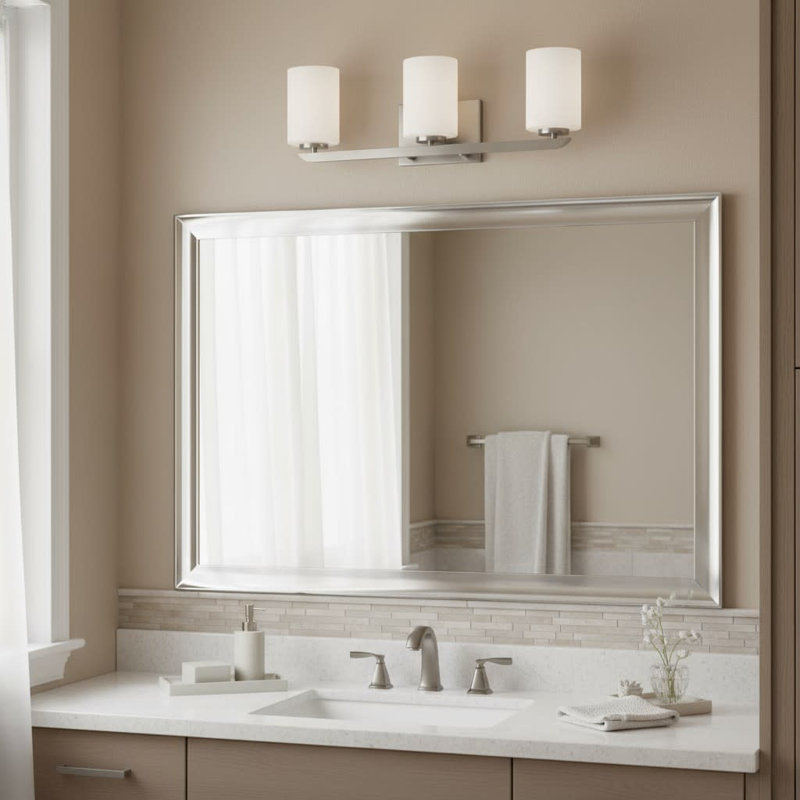 Meuble-lavabo à trois lumières Kyra, Nickel brossé