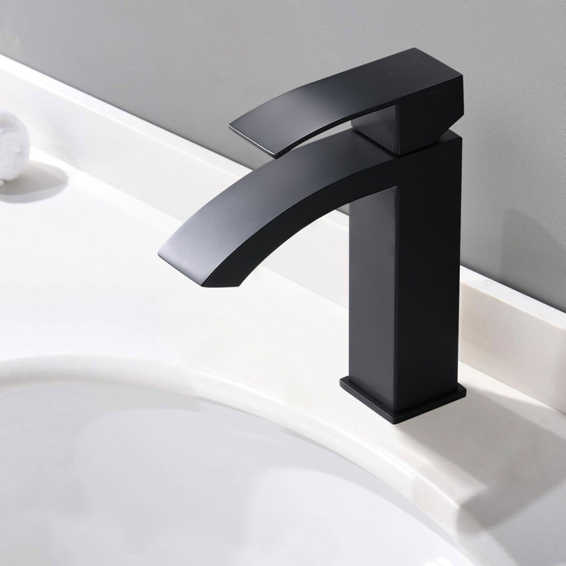 Bathroom Faucet Single Hole Bathroom Sink Faucet With Deck And Pop-up Drain(with Overflow),stainless Steel, Matte Black