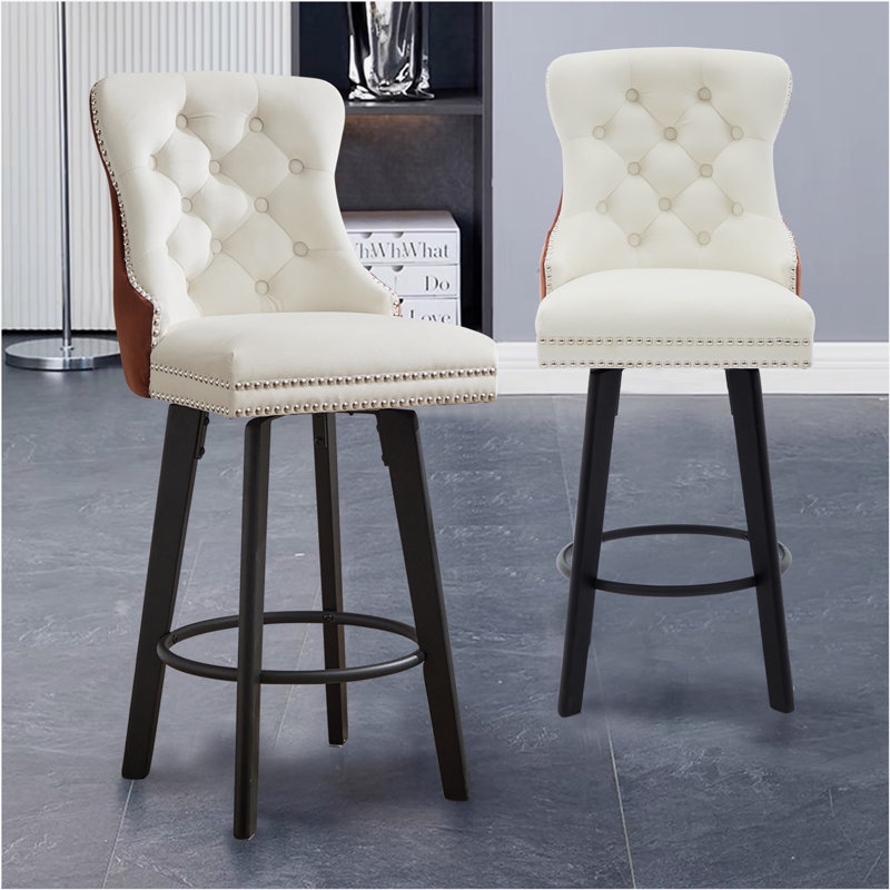 Tabourets de bar pivotants Modern, Beige, 2
