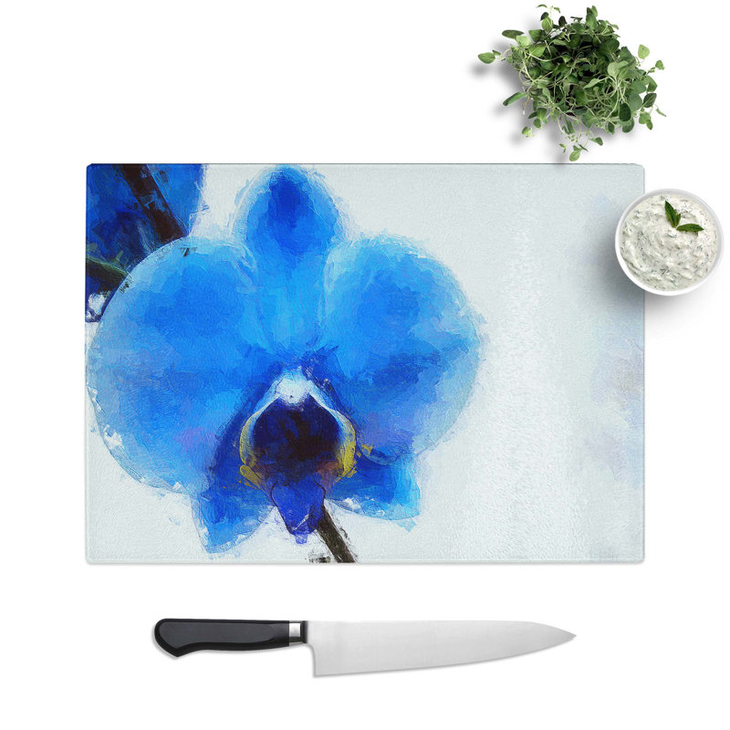 Tempered Glass Orchid Chopping Board, 39 cm W x 28.5 cm L