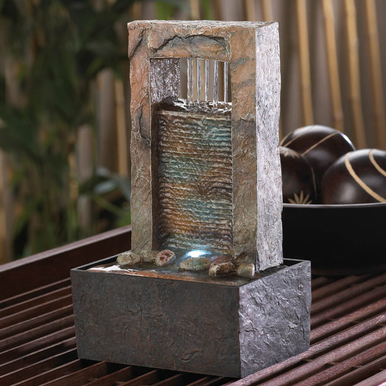Omro Weather Resistant Waterfall Fountain with Light