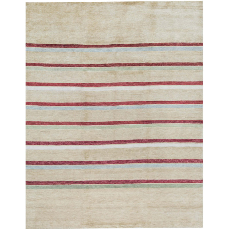 Tapis beige noué à la main de haute qualité