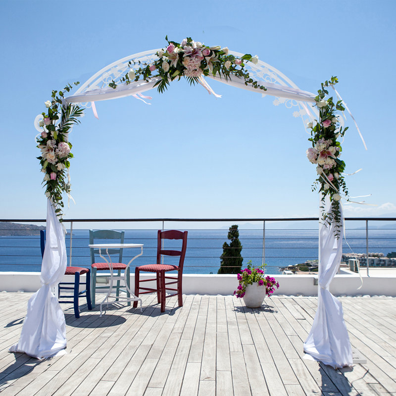 Toya 220cm W x 30cm D Metal Arbour in White