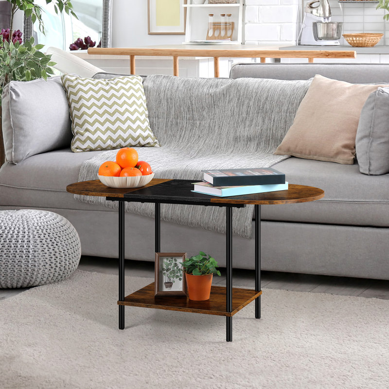 Double-Layer Retro Brown Industrial Style Tea Table