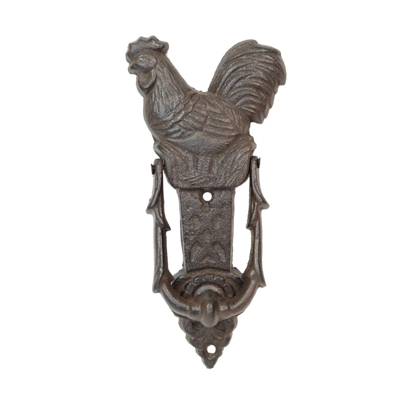 Rustic Bronze Cast Iron Rooster Door Knocker