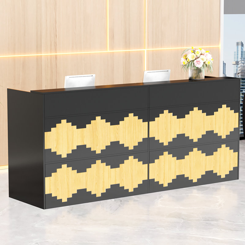 Comptoir de réception de 86,6 pouces, comptoir avant, comptoir de vente au détail moderne, bureau d'ordinateur en bois, table de réception pour les espaces de réception, les salons, les bureaux, les magasins, les cabinets, les halls d'entrée, les esp