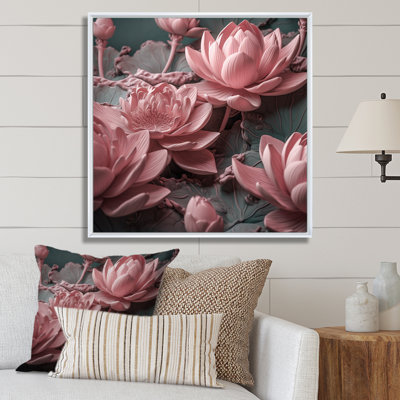 Fleur de lotus rose délicat sur toile