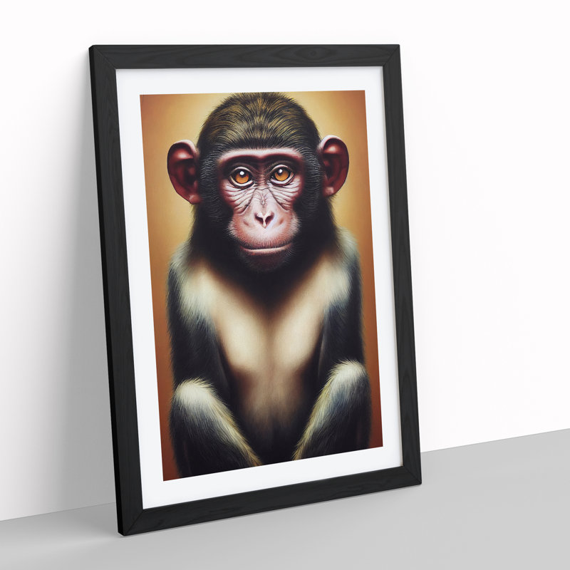 XV1022-5359X Wondrous Monkey - Single Picture Frame Print, Black Framed, 64cm H x 46cm W