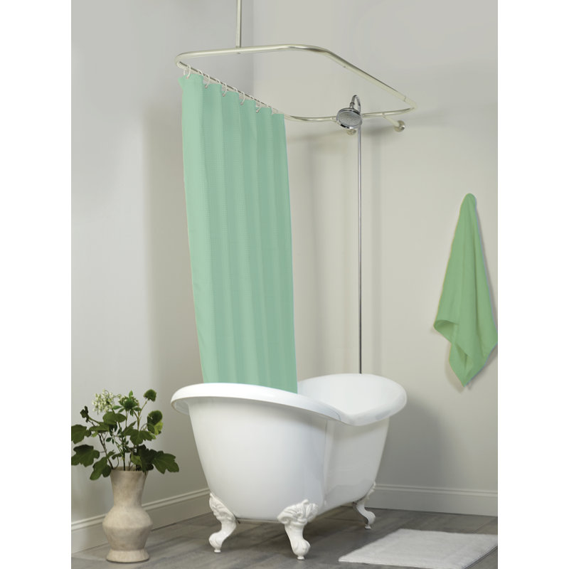 70.57'' D-Shaped Fixed Shower Curtain Rod, Satin Nickel