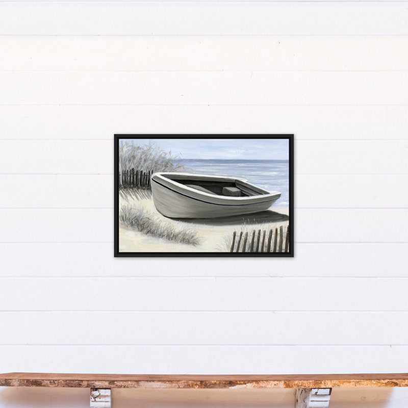 Bateau rivé - Peinture sur toile, Toile à cadre flottant noir, H 21,75 po x l 31,75 po x P 1,75 po