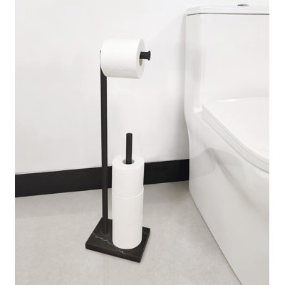 Porte-papier hygiénique autoportant avec base et barre de réserve, conception lourde, fabrication en acier inoxydable SUS304, rembourrage antidérapant inclus