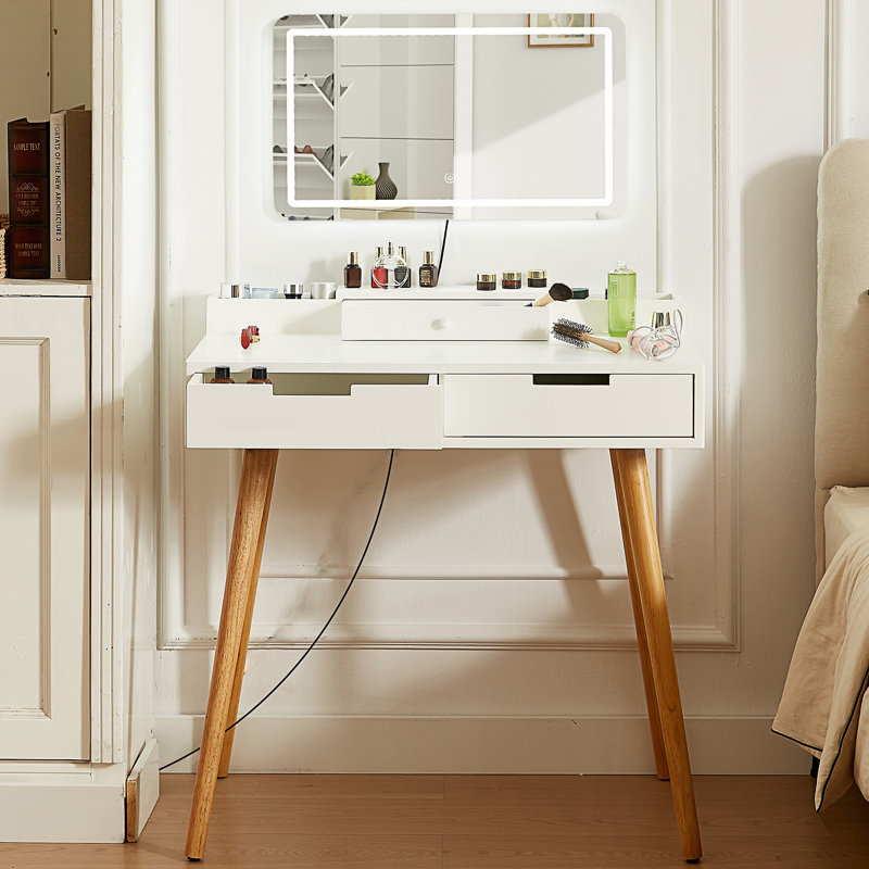 Makeup Vanity Desk With Removable Mirror And Lights, 3 Color Modes & Adjustable Brightness