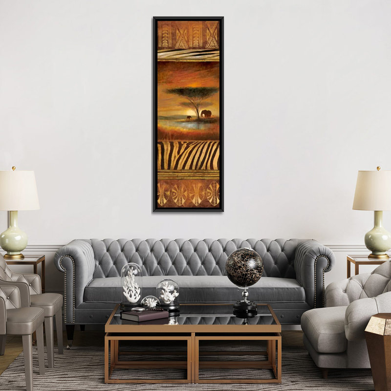 «Serengeti Silhouette II», reproduction d'art sur toile, H 72 po x l 24 po x P 1,5 po, Cadre noir