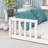 Full Floor Bed With Side Bookcase,Shelves,Guardrails,White-1057717133
