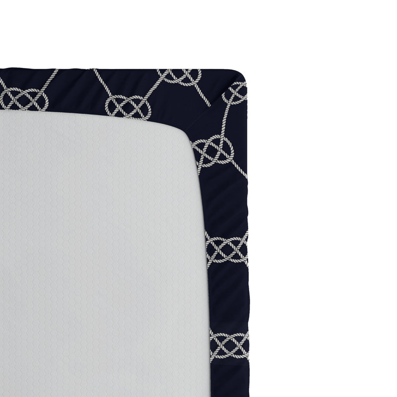 Drap-housse orange Ambesonne, Drap-housse de taille simple, Bleu foncé, crème / géométrique