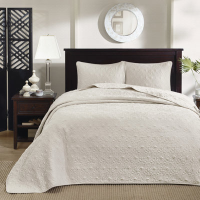 Couvre-lit très grand réversible crème - Rembourrage en coton prélavé pour un sommeil relaxant