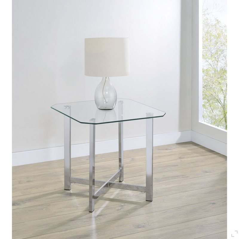 Table de bout en verre chromé