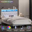Lit plateforme tapissier en velours avec tête de rangement et station de charge Alber-938086288-938086302