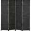 Paravent 4 panneaux de 5,6 pi de hauteur Noir avec style tissé à la main avant-gardiste et plateau arqué gracieux pour la maison. Chambre polyvalente, bureau. Structure en bois, sangles en polypropylène.