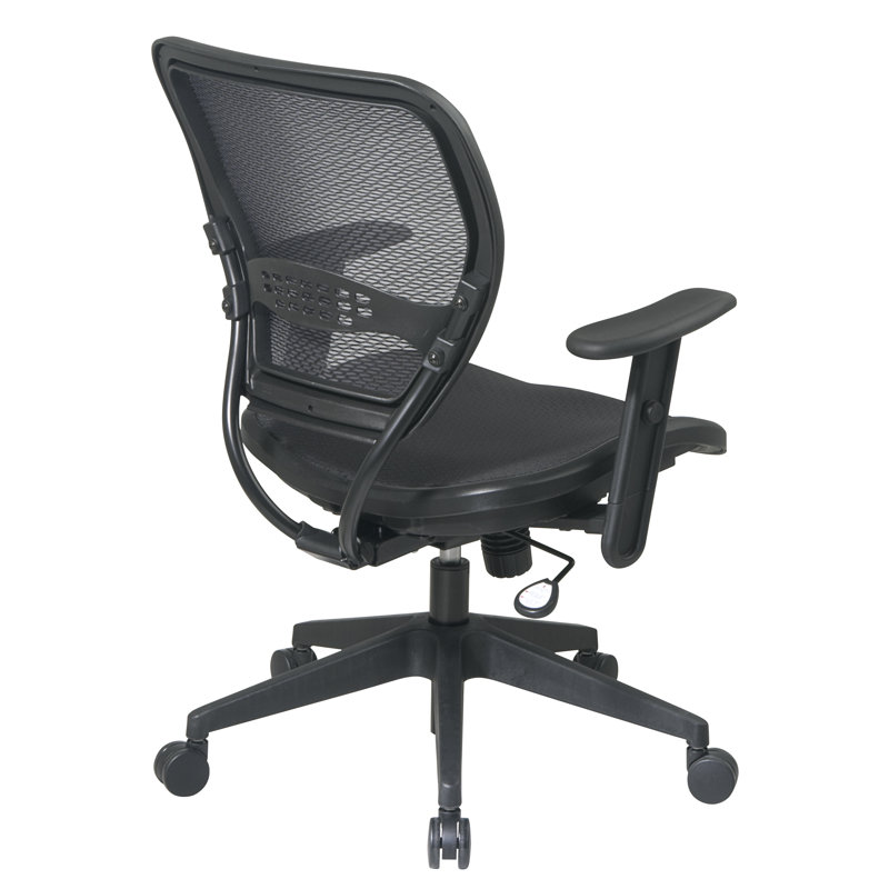 Black Mesh and Leather Adjustable Task Chair with Armrests